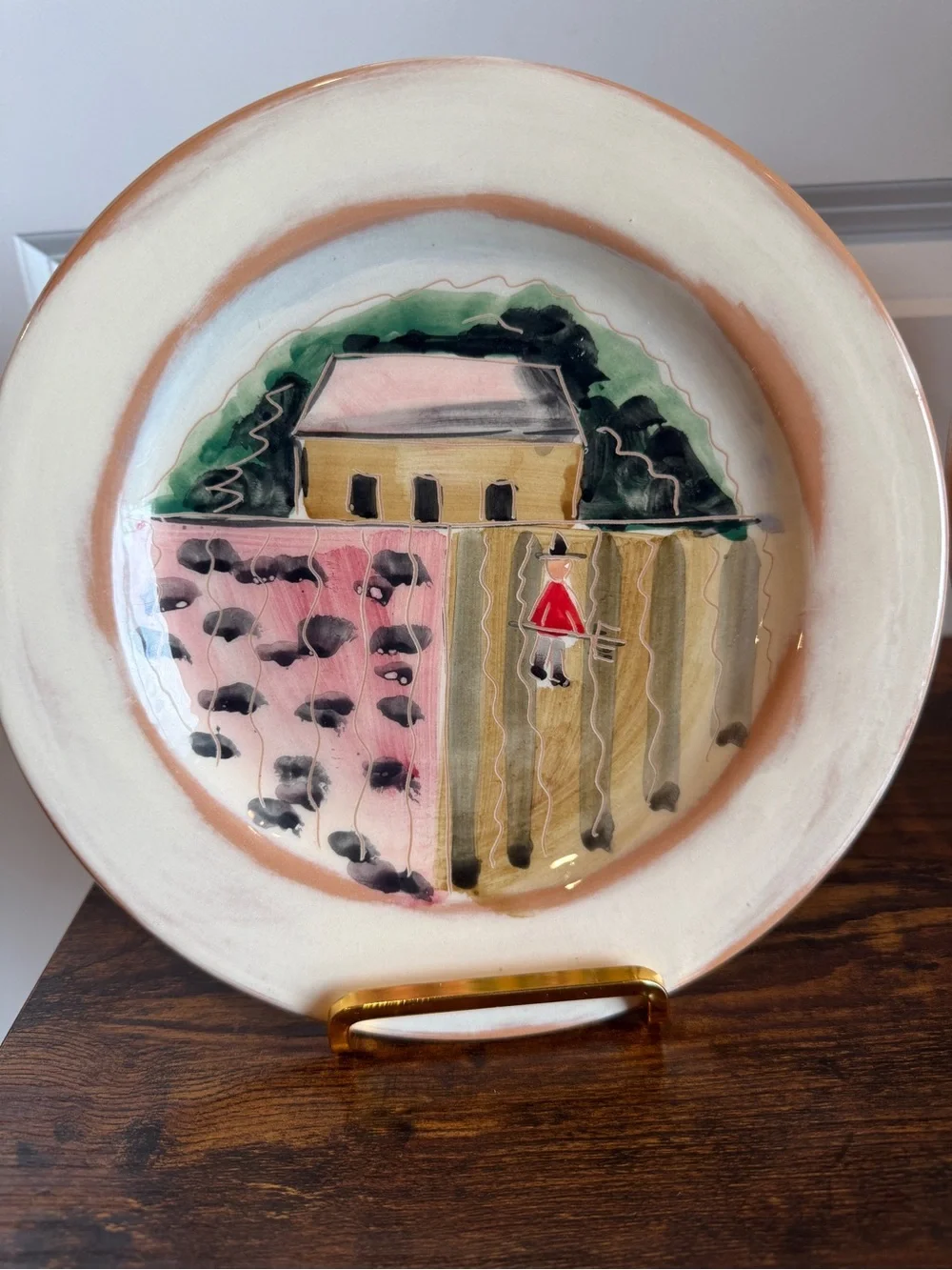 VTG Vietri Italy Hand Painted Tuscany Countryside Ceramic Accent Plates Set of 2